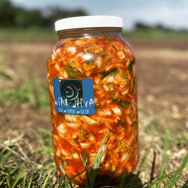 A jar of fermented produce A jar of fermented produce